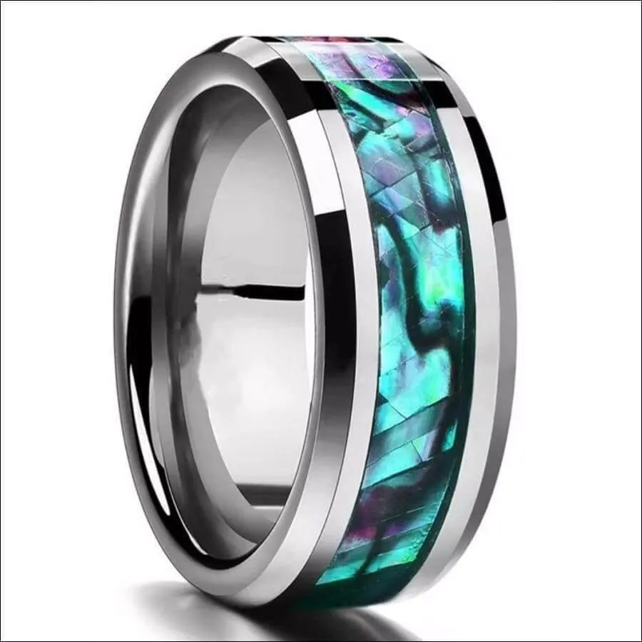 Real Abalone Shell Titanium Ring Never Fade or Tarnish