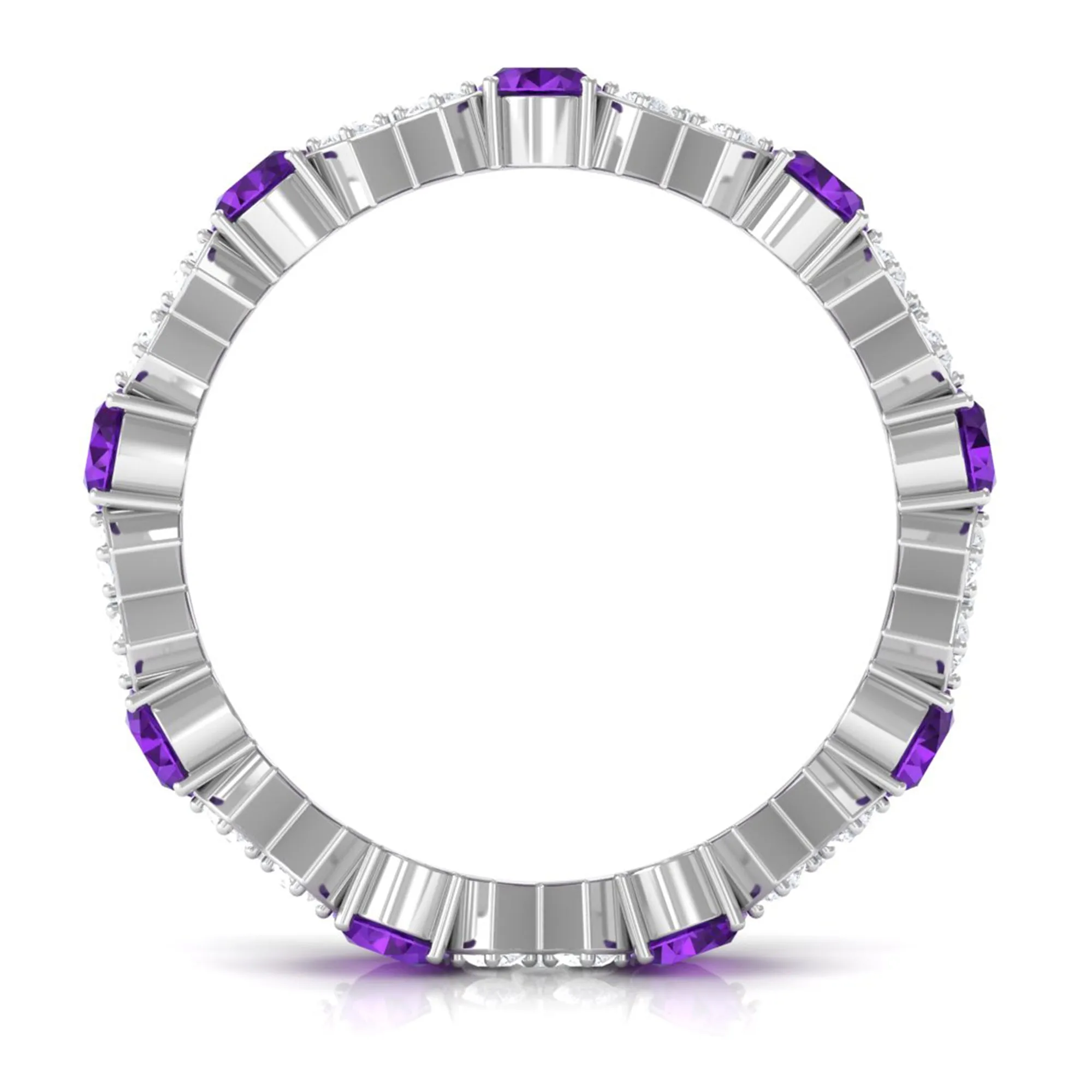 Real Amethyst and Moissanite Designer Eternity Band Ring