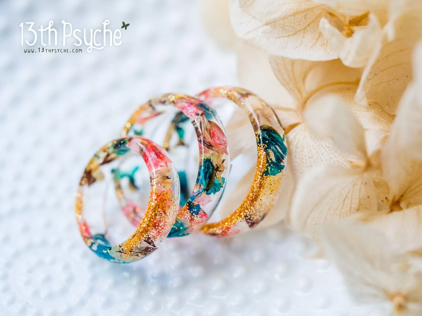 Real dried flowers resin ring