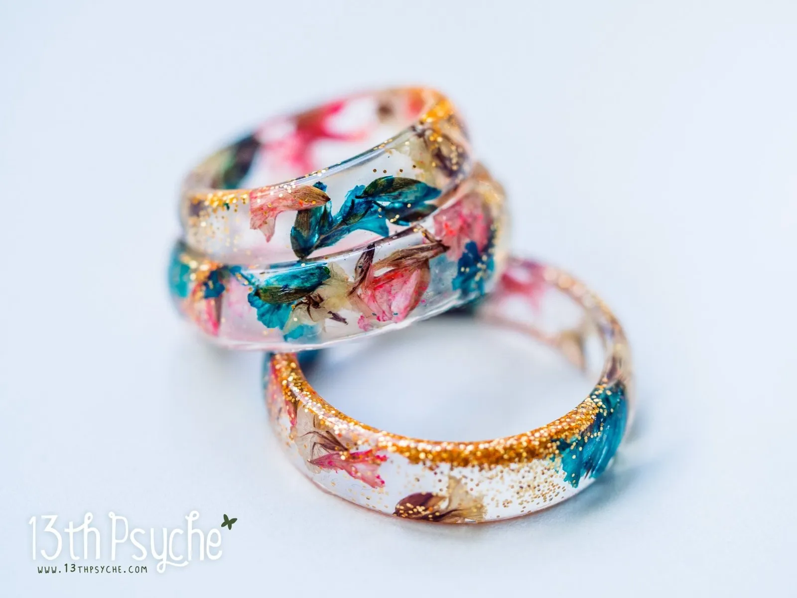 Real dried flowers resin ring