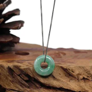 RealJade® Co. "Good Luck Button" Necklace Green Jadeite Jade Pendant