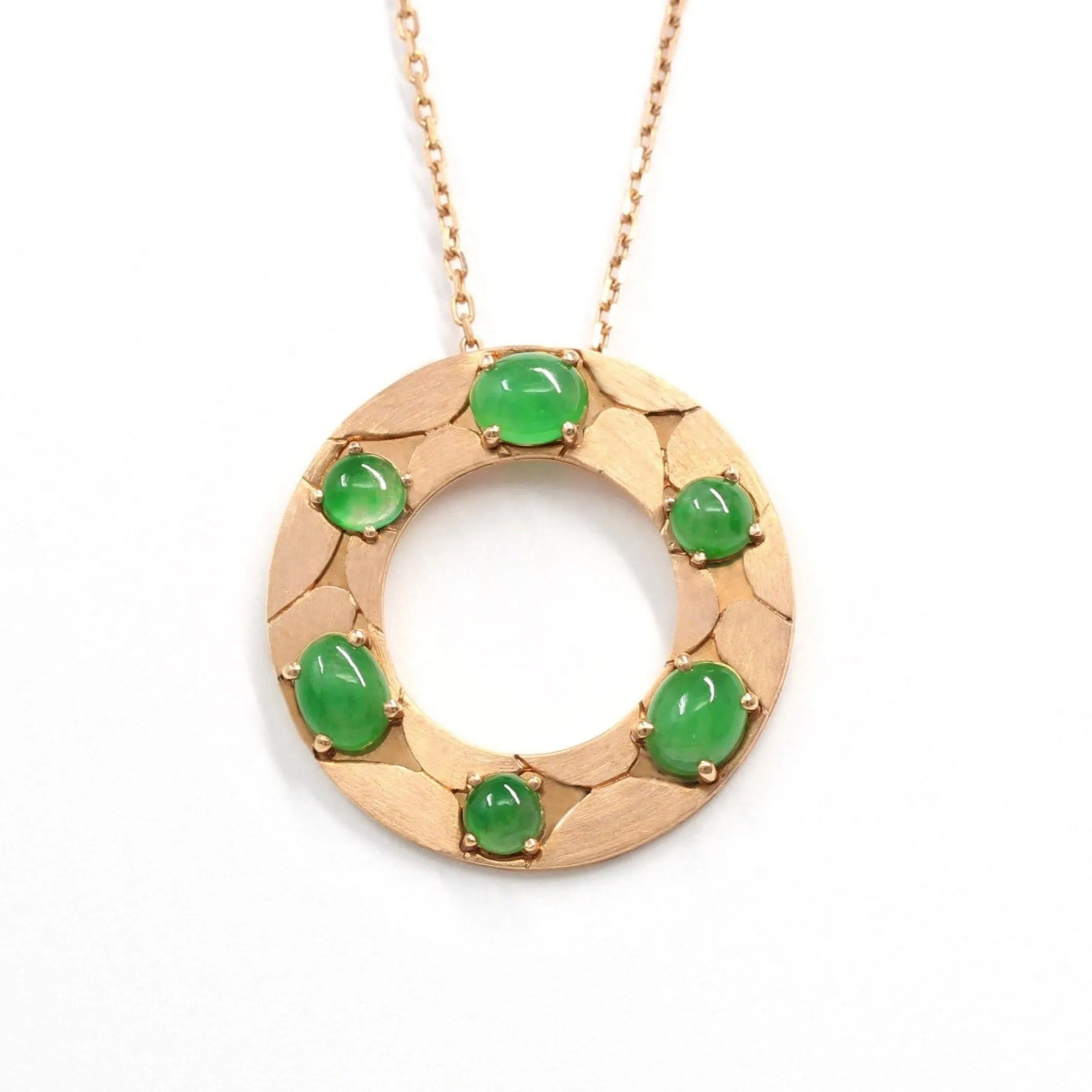 RealJade® "Alexandra" 14k Rose Gold & Genuine Imperial Jadeite Pendant Necklace