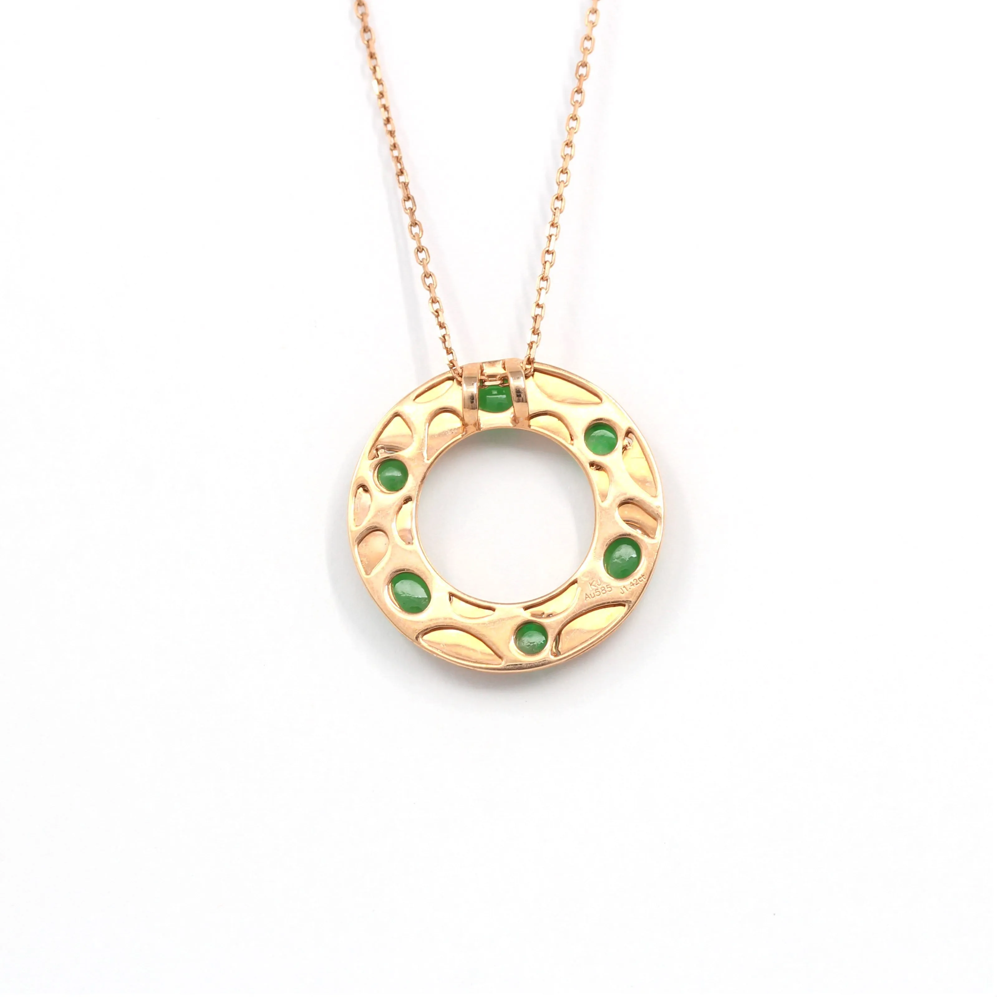 RealJade® "Alexandra" 14k Rose Gold & Genuine Imperial Jadeite Pendant Necklace