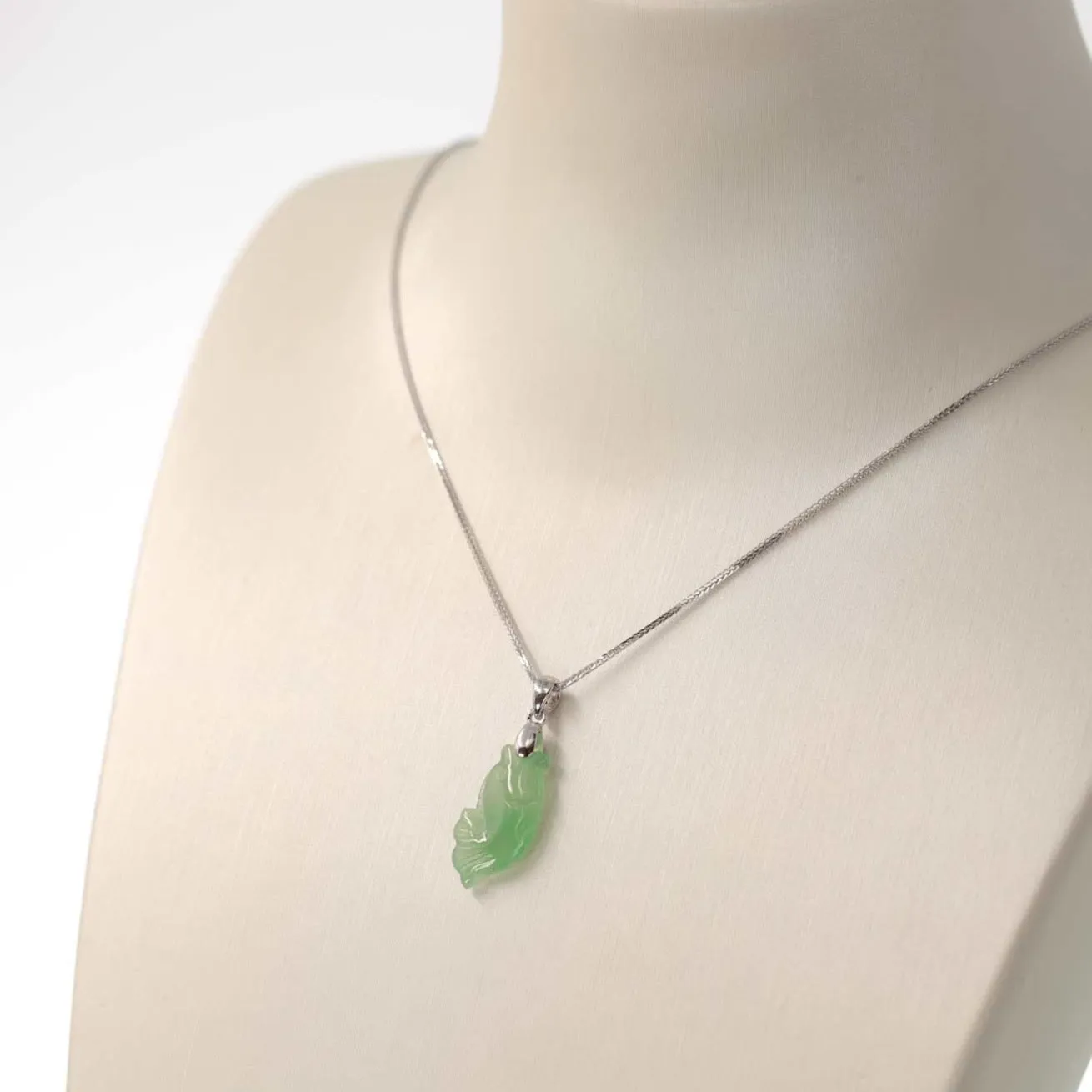 RealJade® "Prosperity Every Year (年年有鱼)" Lucky Fish Carving Pendant Necklace Natural Jadeite Jade JG165