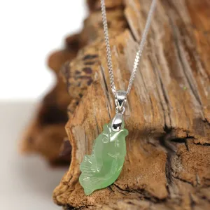 RealJade® "Prosperity Every Year (年年有鱼)" Lucky Fish Carving Pendant Necklace Natural Jadeite Jade JG165