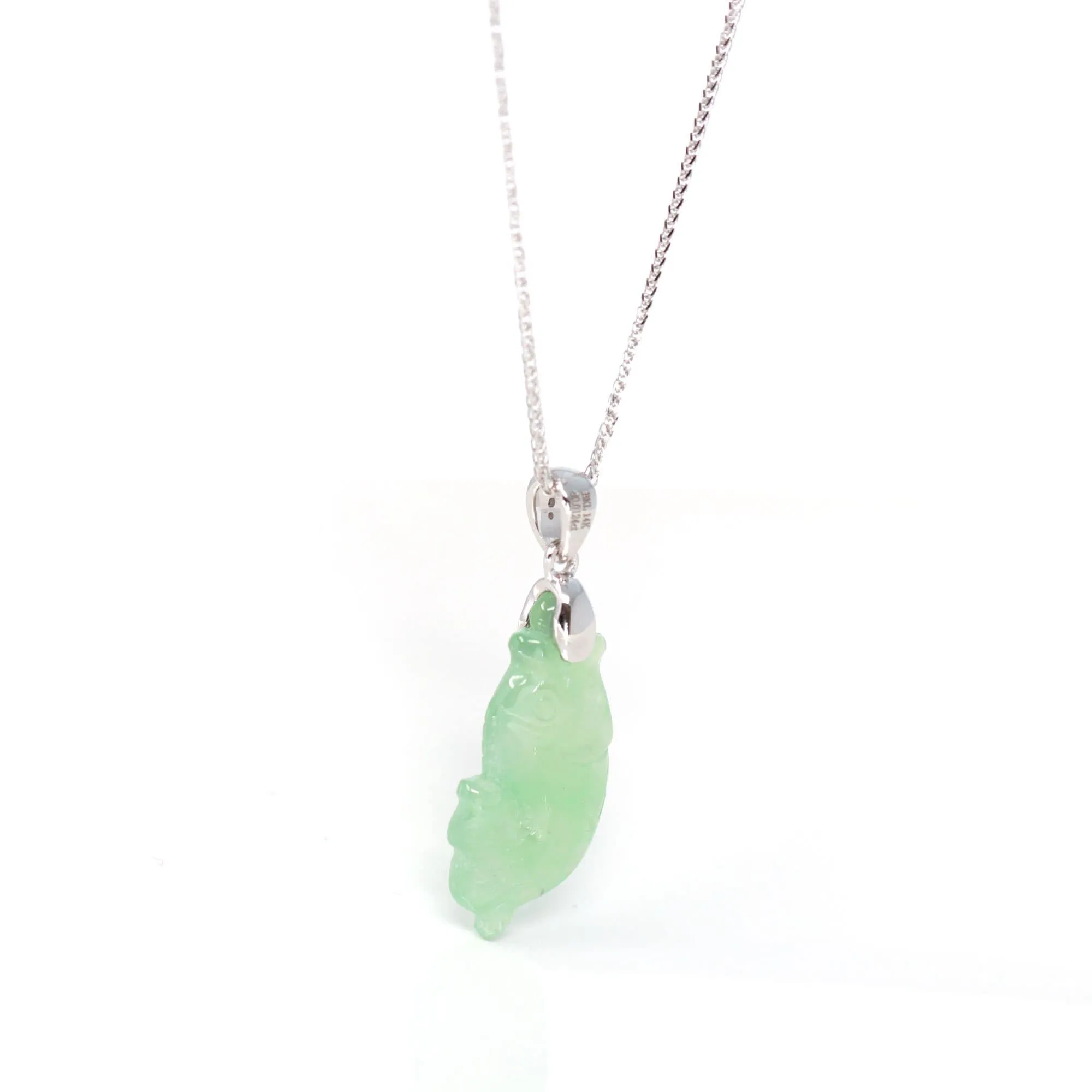 RealJade® "Prosperity Every Year (年年有鱼)" Lucky Fish Carving Pendant Necklace Natural Jadeite Jade JG165