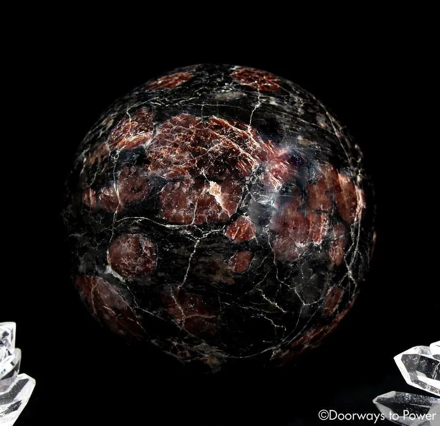 Red Ruby Black Tourmaline Crystal Sphere