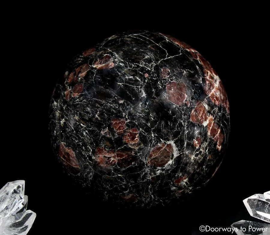 Red Ruby Black Tourmaline Crystal Sphere