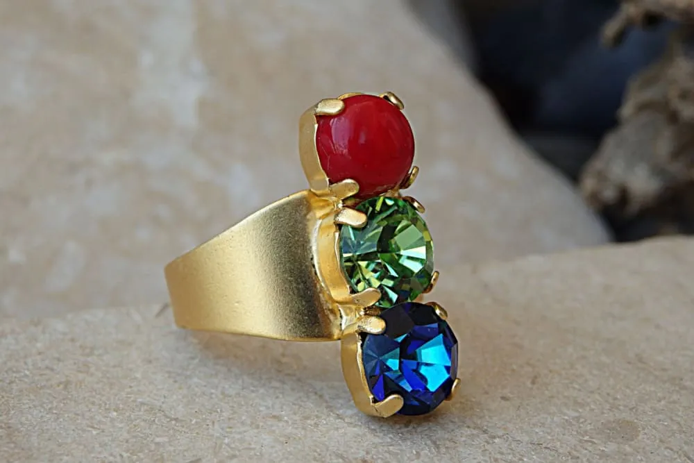 RGB Three Gemstone Ring