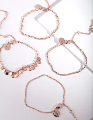 Rose Gold Diamante Disc Bracelet & Anklet 4-Pack