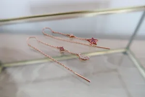 Rose Gold Star and Moon Earrings