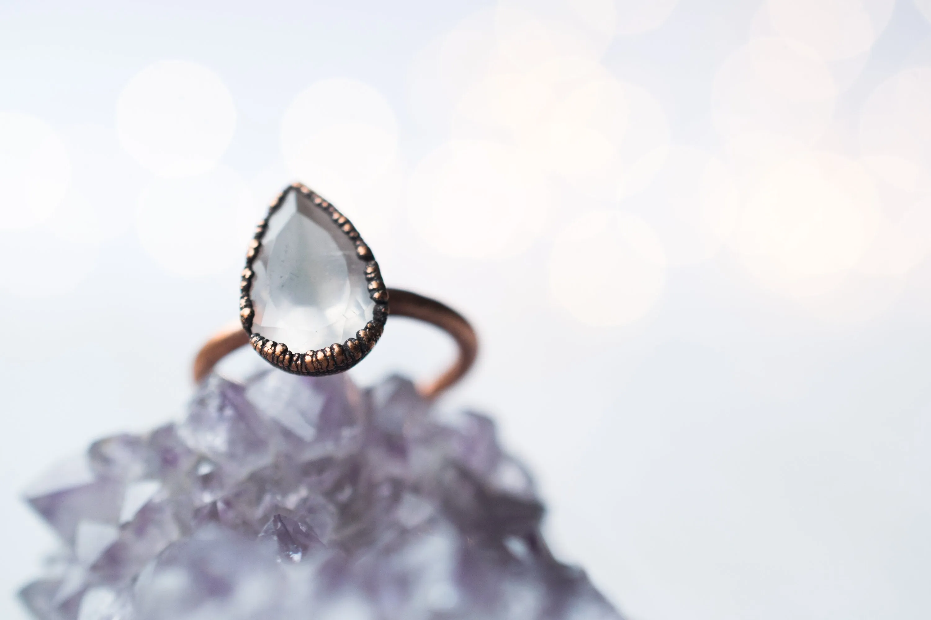 Rose Quartz ring | Organic stone stacking ring