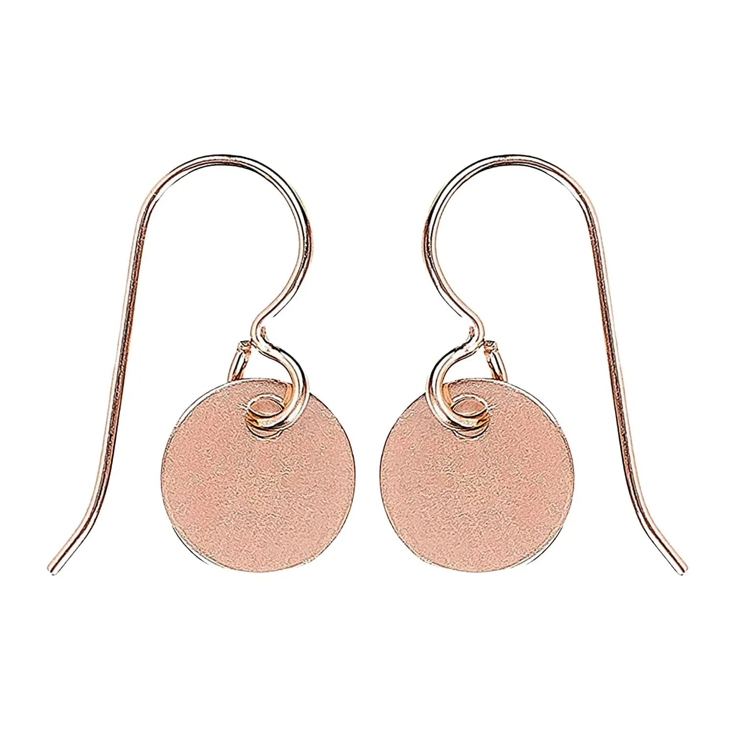 Round Circle Disc Dangle Earrings | Rose Gold