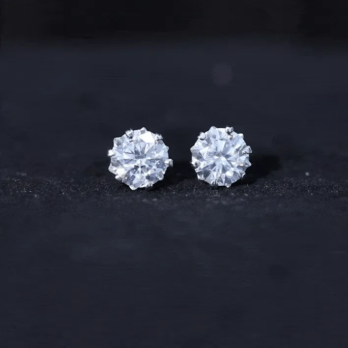 Round Moissanite Solitaire Stud Earrings in Decorative Setting