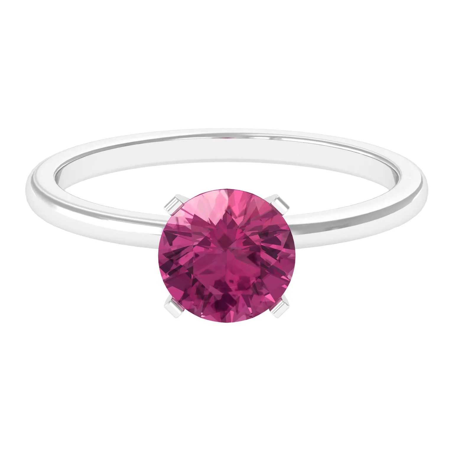 Round Pink Tourmaline Solitaire Ring in Peg Head Setting