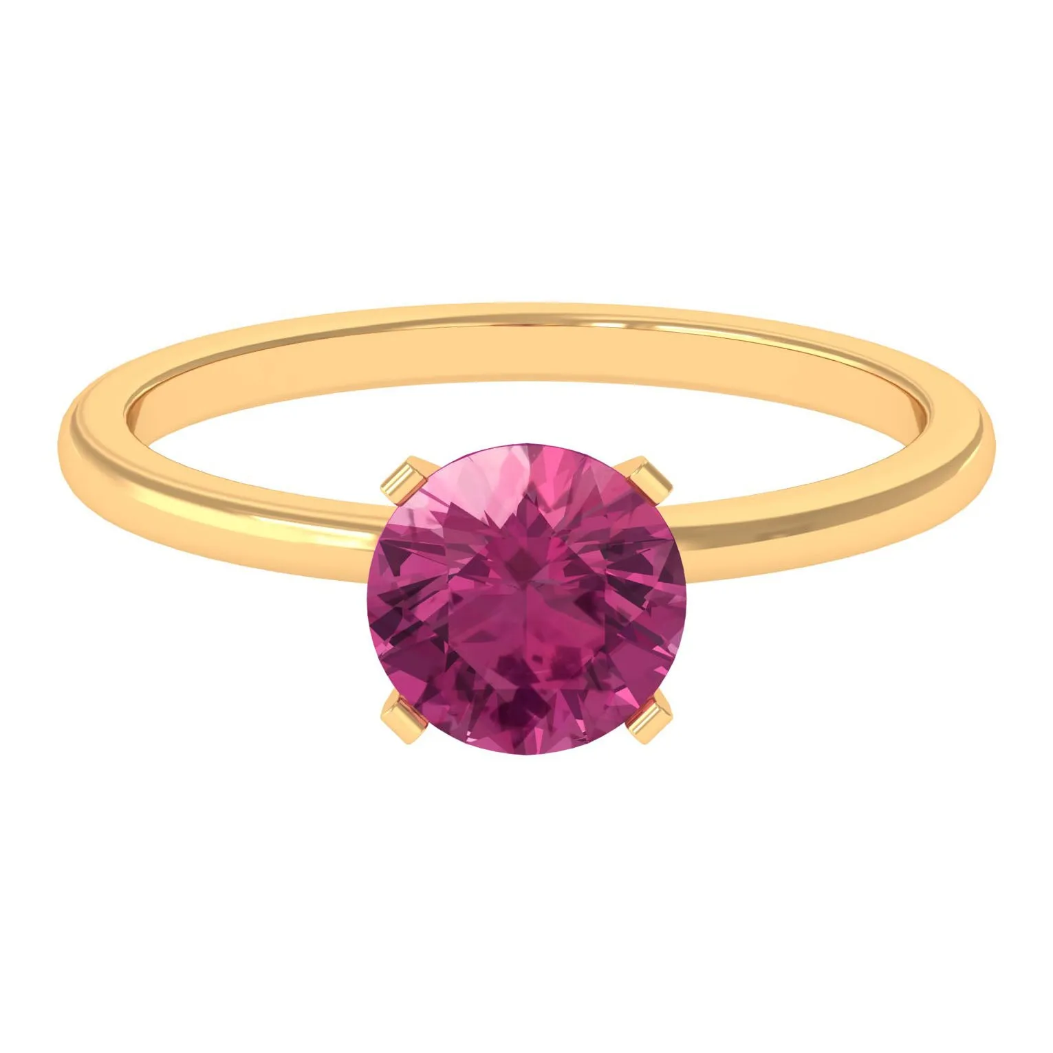 Round Pink Tourmaline Solitaire Ring in Peg Head Setting