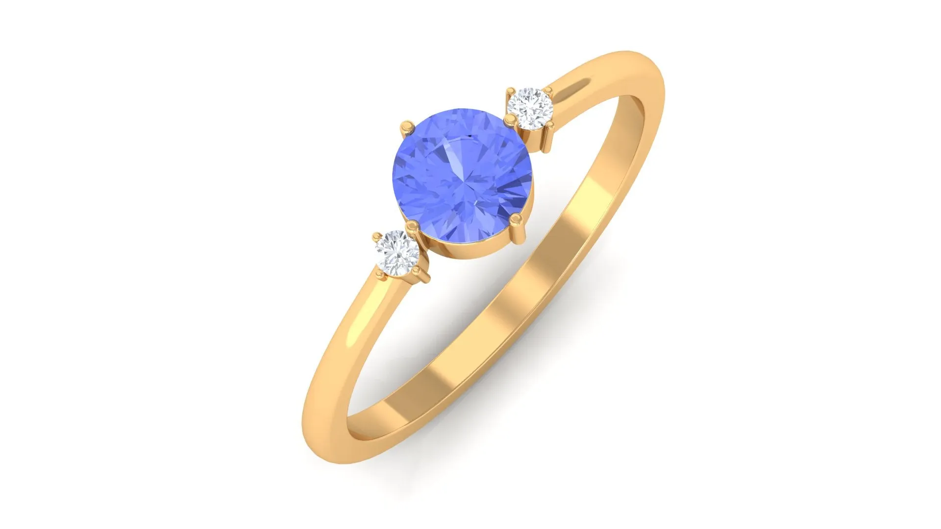 Round Tanzanite Solitaire Promise Ring with Diamond