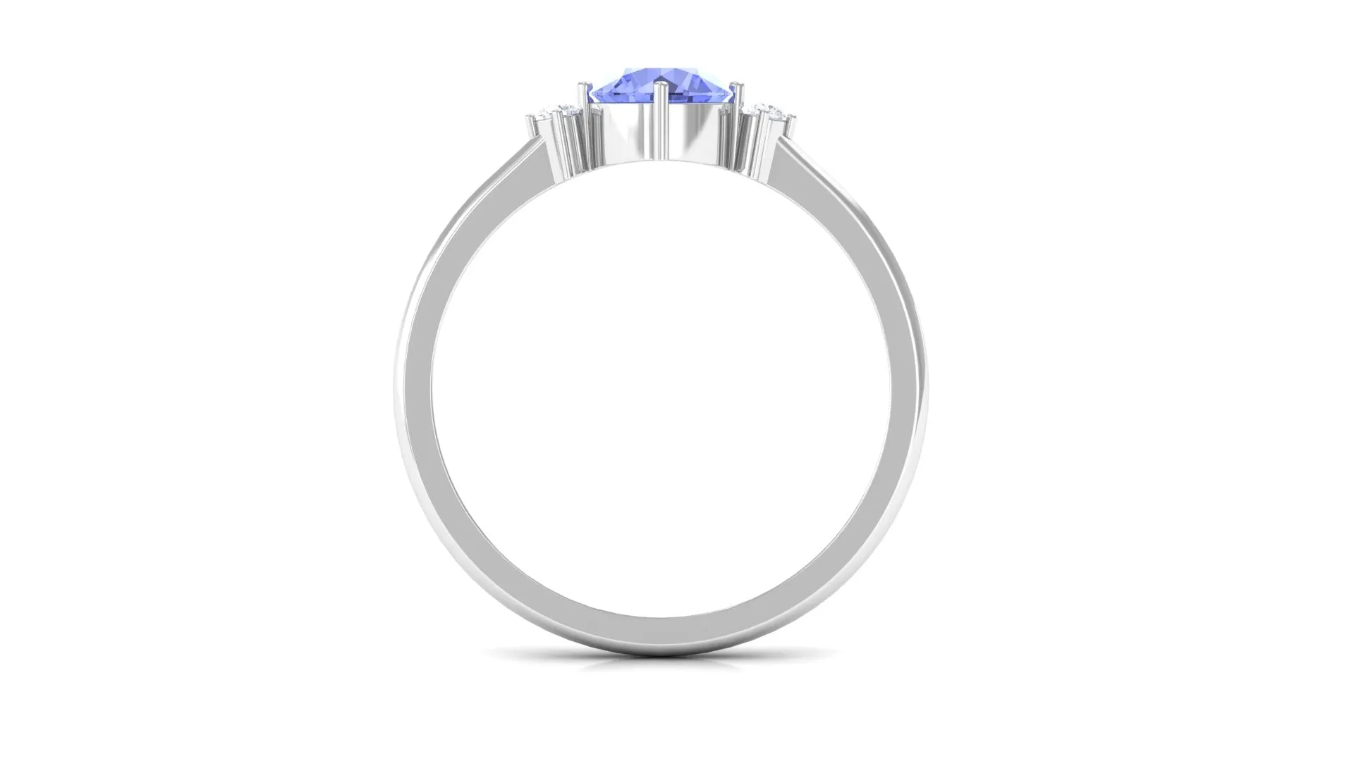 Round Tanzanite Solitaire Promise Ring with Diamond