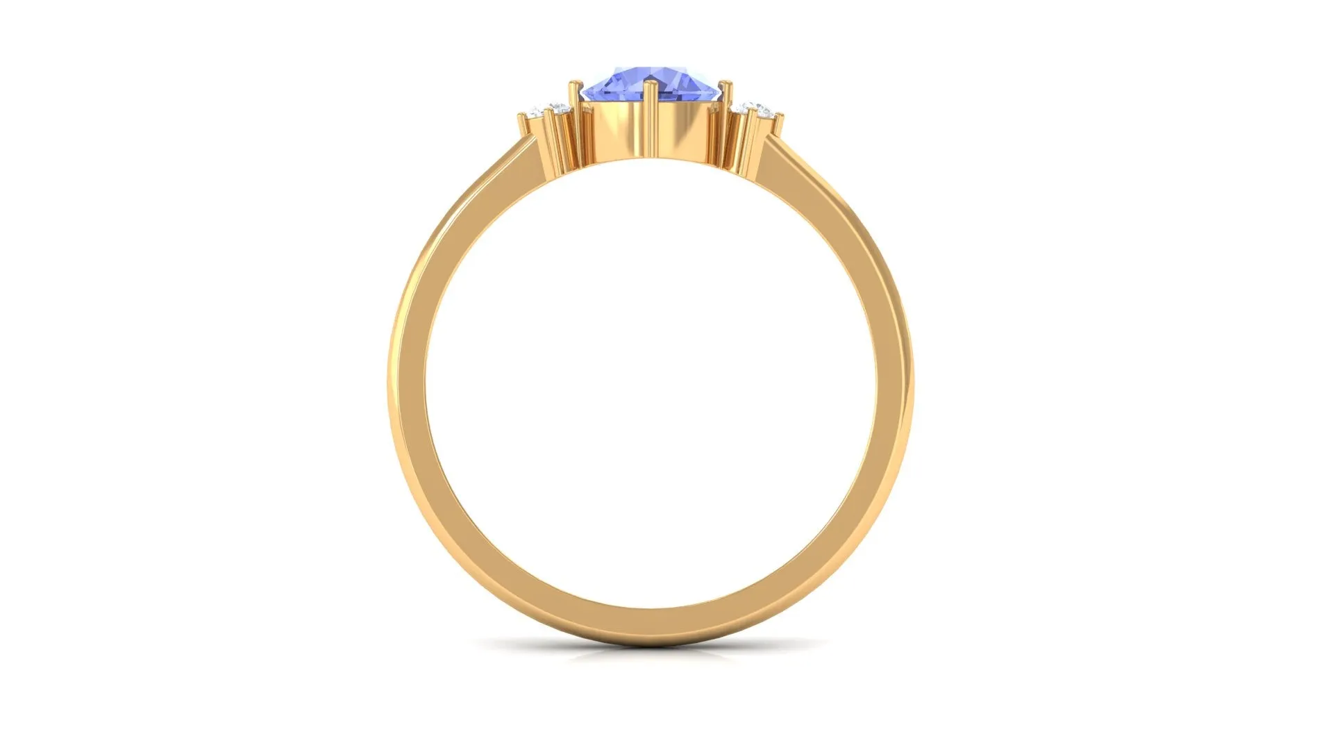 Round Tanzanite Solitaire Promise Ring with Diamond