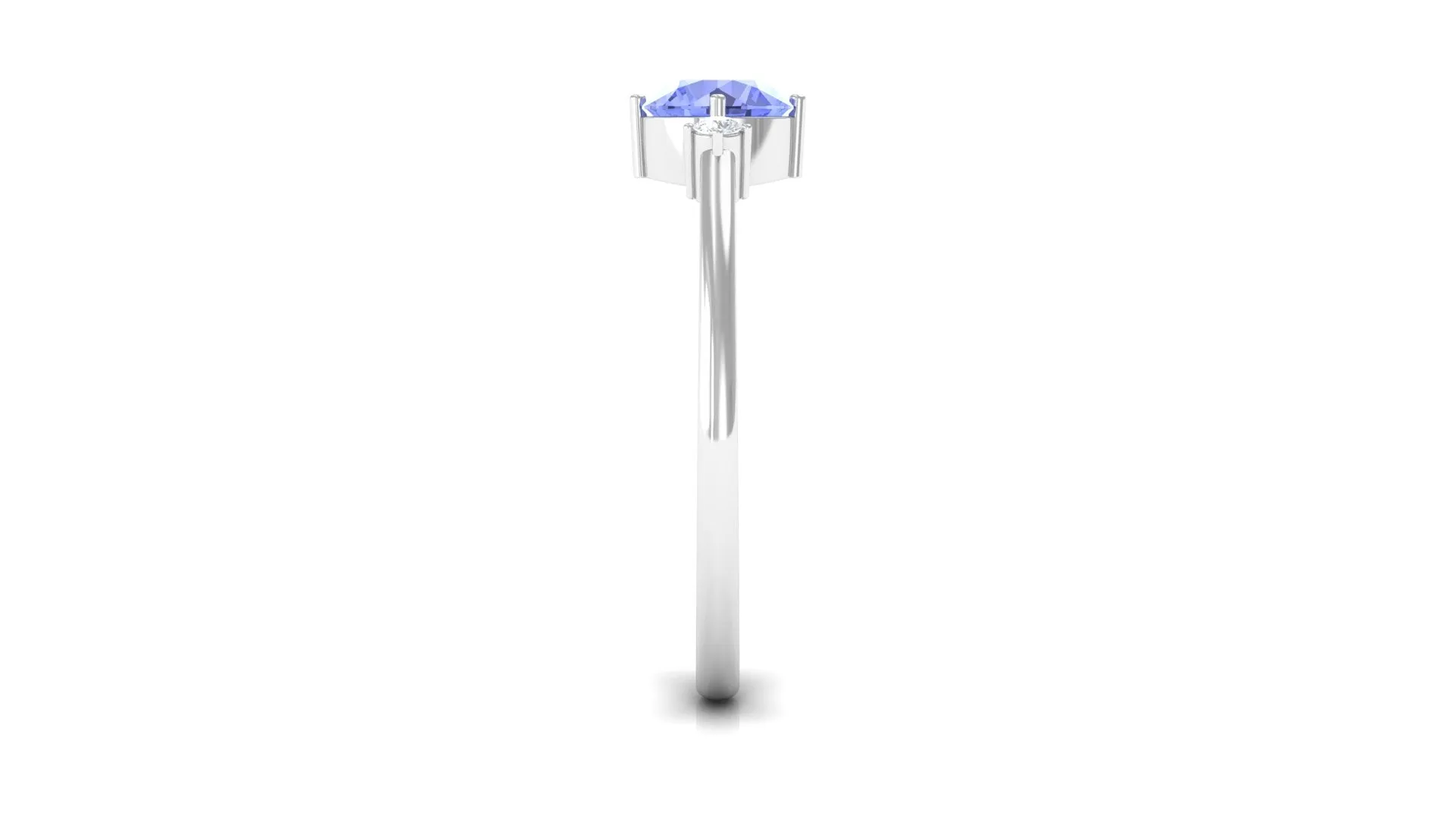 Round Tanzanite Solitaire Promise Ring with Diamond