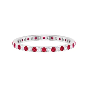 Ruby and Moissanite Full Eternity Stackable Ring