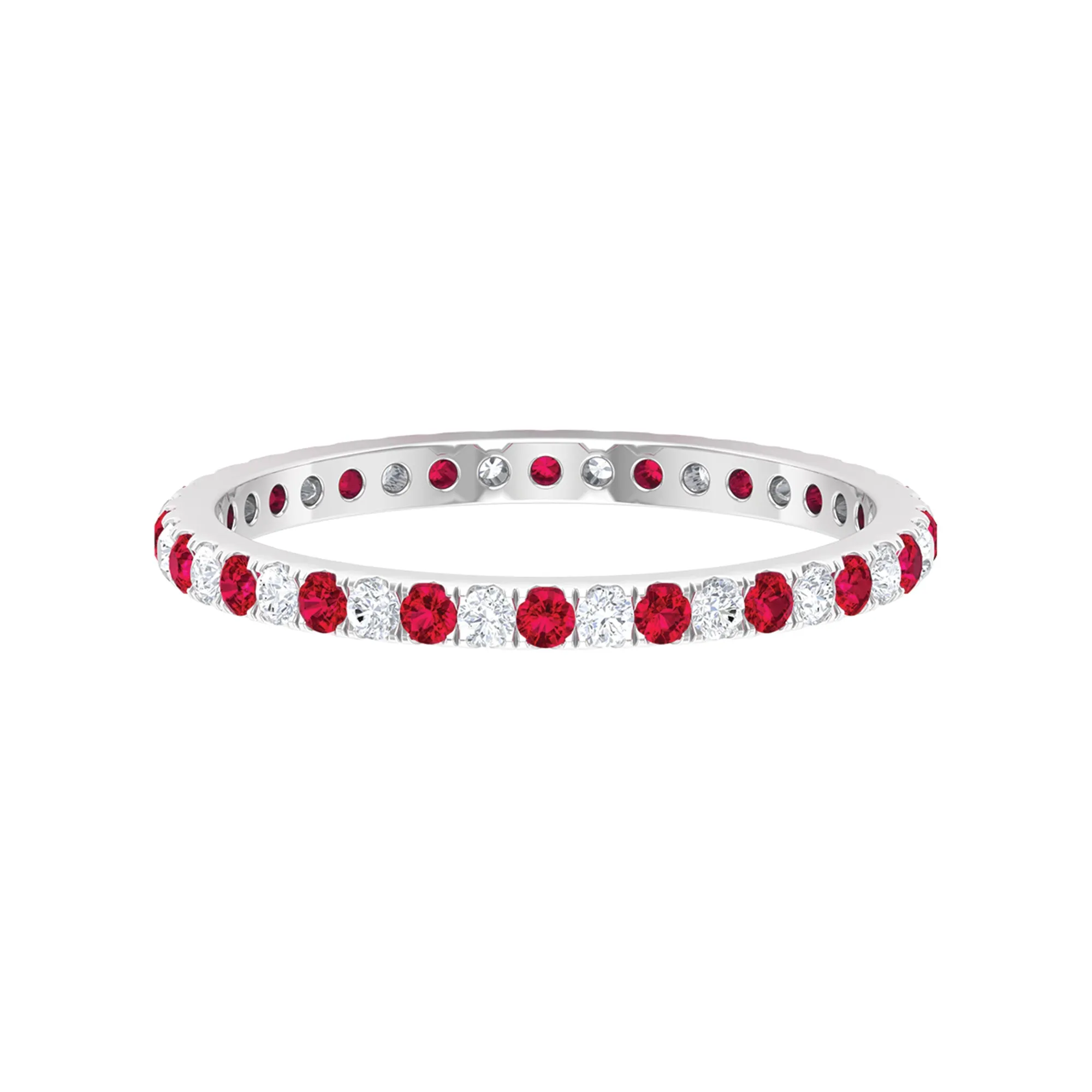 Ruby and Moissanite Full Eternity Stackable Ring