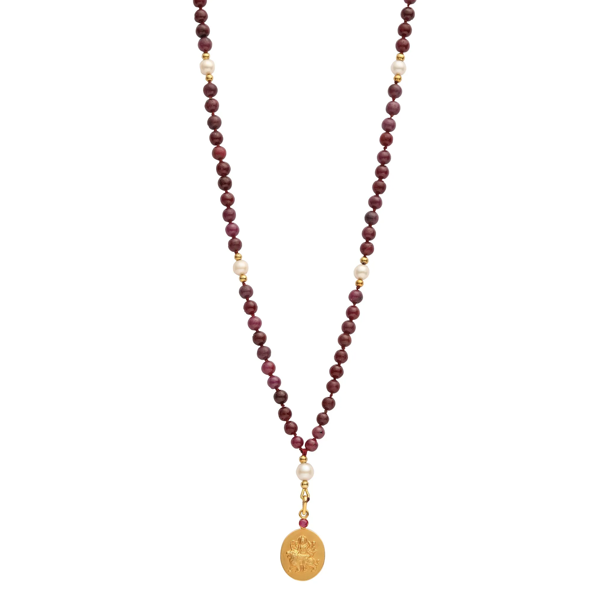 Ruby with Pearl Durga Ishta Devata Japa Mala