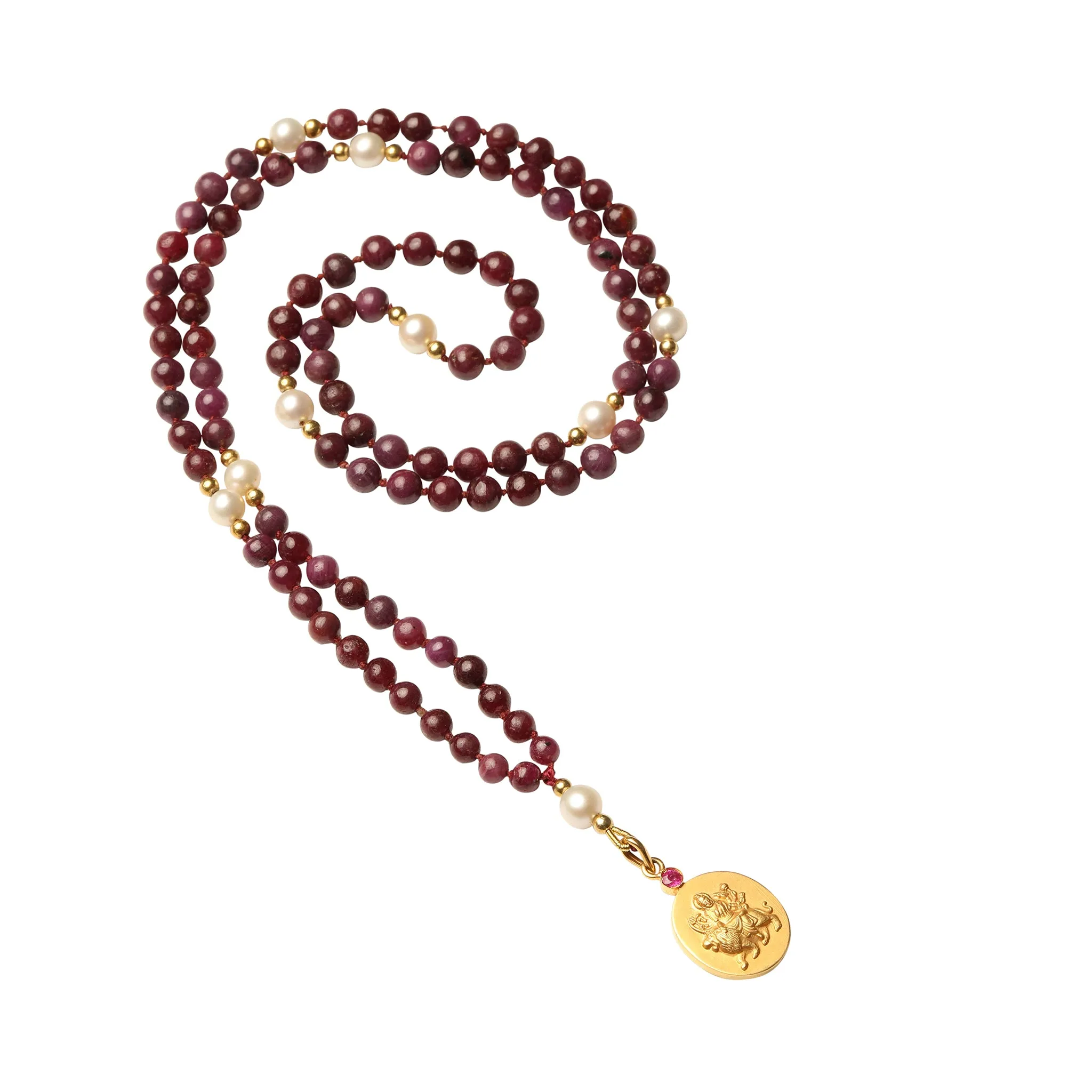 Ruby with Pearl Durga Ishta Devata Japa Mala