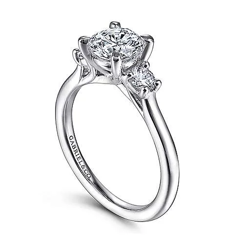 Sanaa - 14K White Gold Round 3 Stone Diamond Engagement Ring