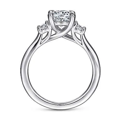 Sanaa - 14K White Gold Round 3 Stone Diamond Engagement Ring