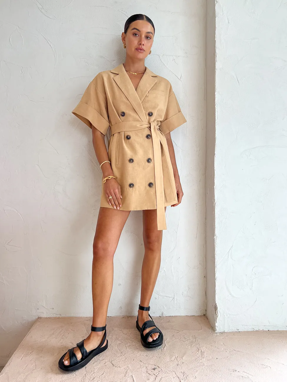 Shona Joy Akua Blazer Dress in Raffia