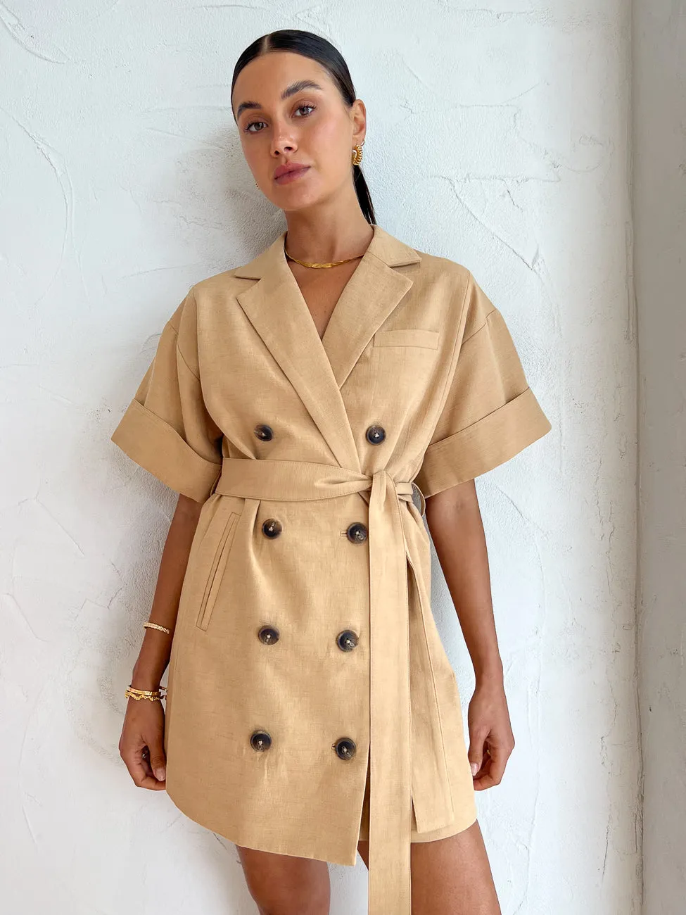 Shona Joy Akua Blazer Dress in Raffia