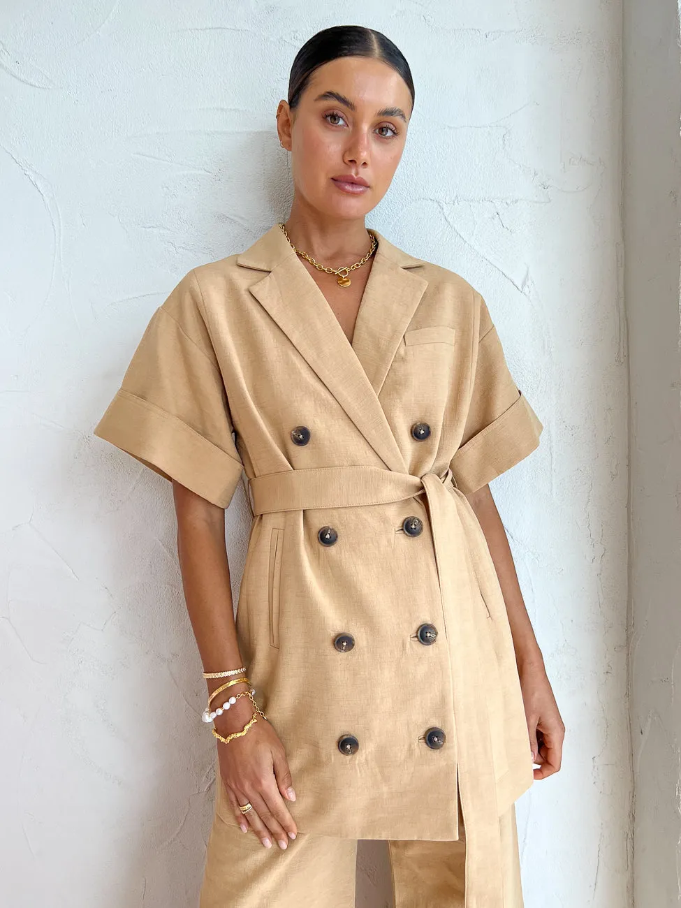 Shona Joy Akua Blazer Dress in Raffia