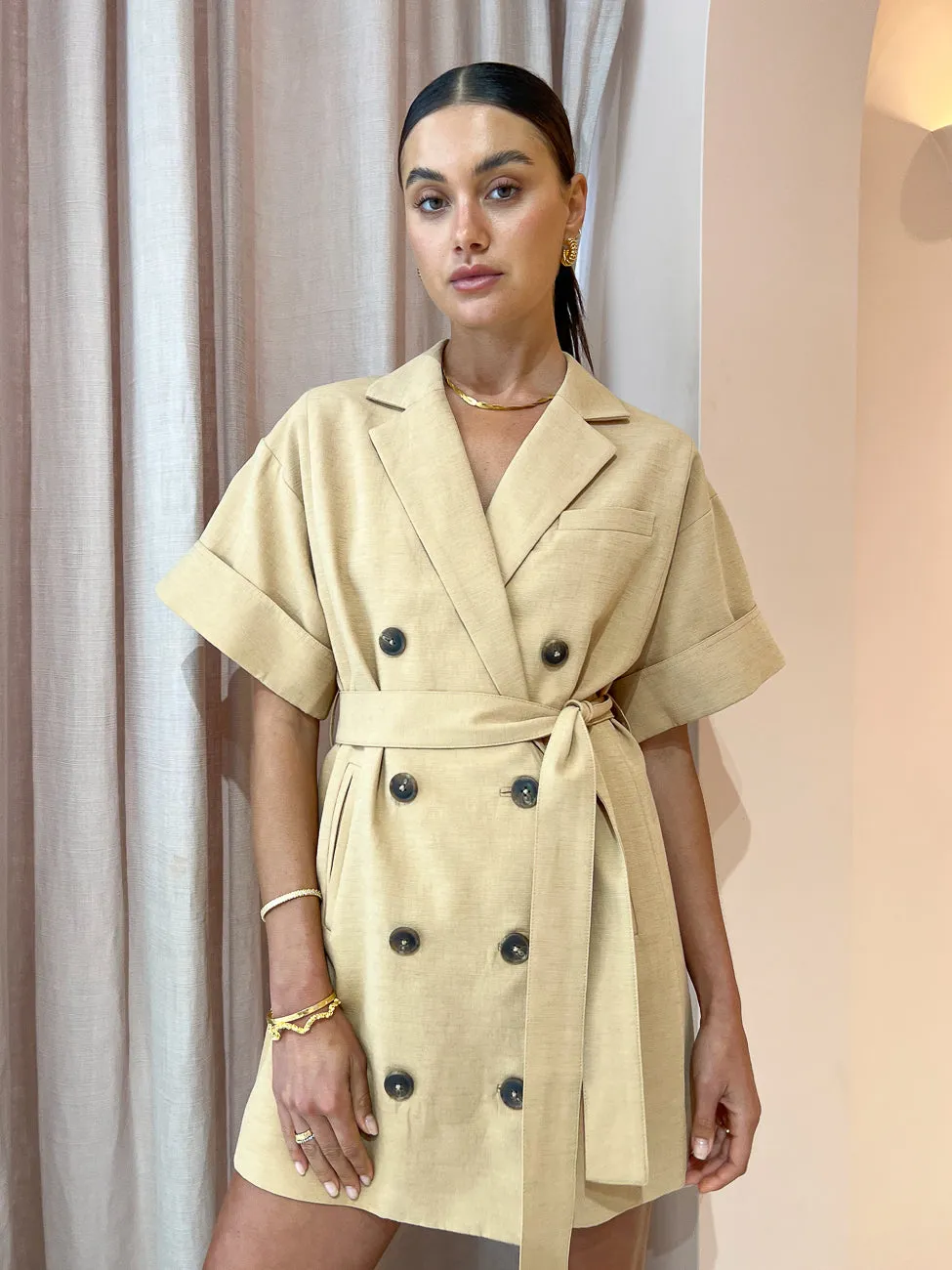 Shona Joy Akua Blazer Dress in Raffia