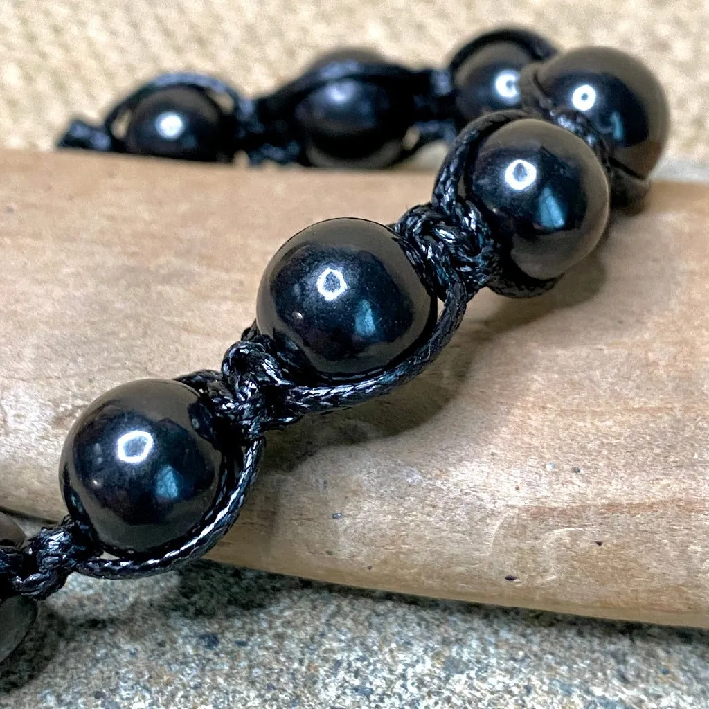 Shungite Shambhala Bracelet, Black Macrame, Adjustable