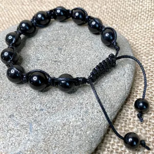 Shungite Shambhala Bracelet, Black Macrame, Adjustable