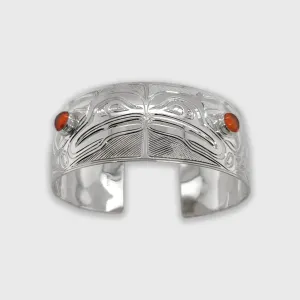 Silver 1 inch Ravens Bracelet with Amber