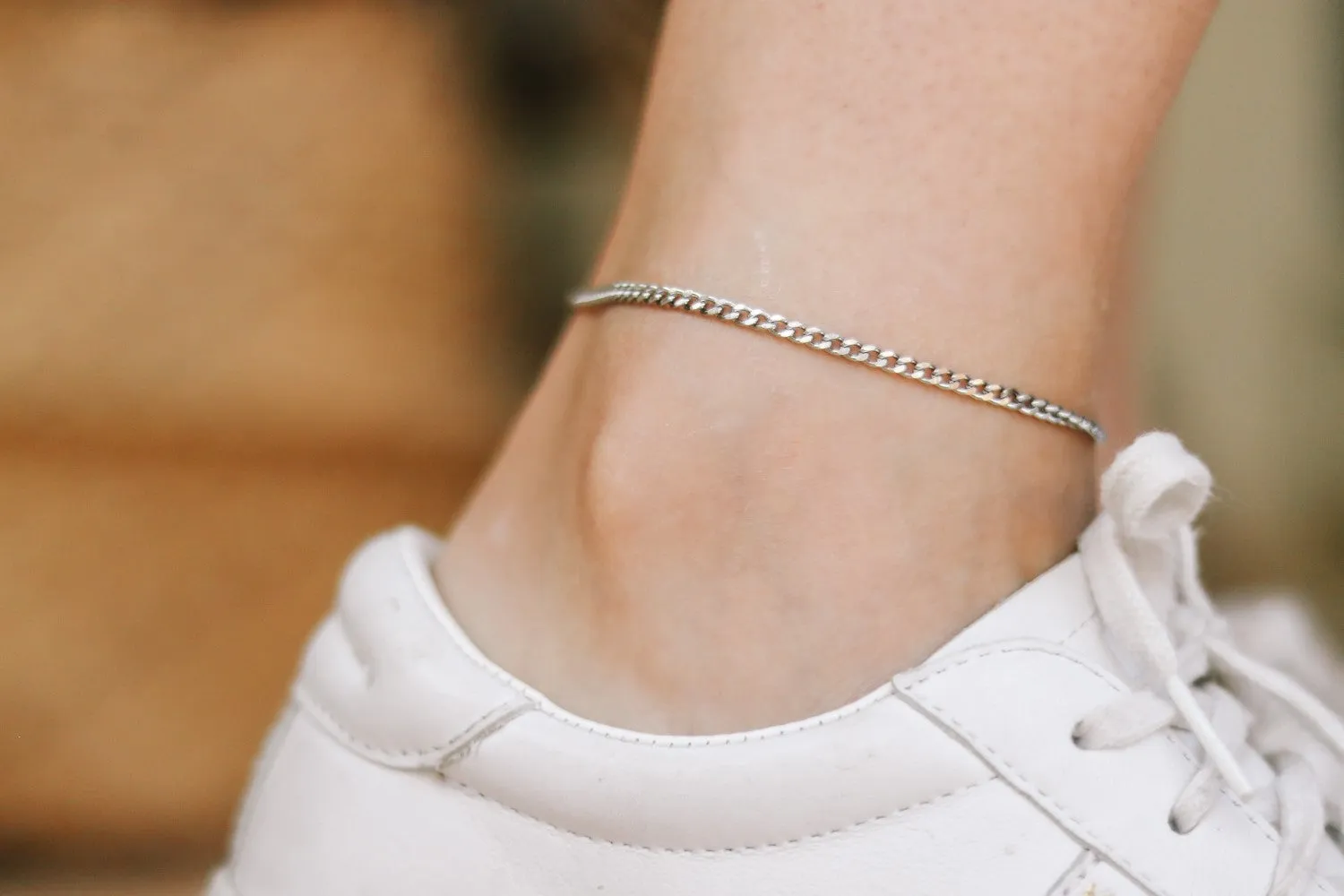 Silver tone chain anklet, waterproof ankle bracelet, gift for her, festival jewelry