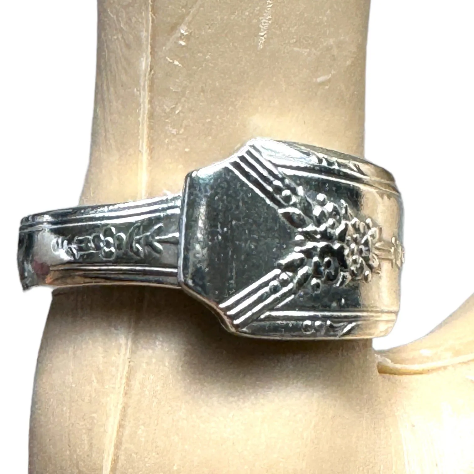 Silverware Artisan Ring from a Vintage Community Plate Silver Plated Spoon