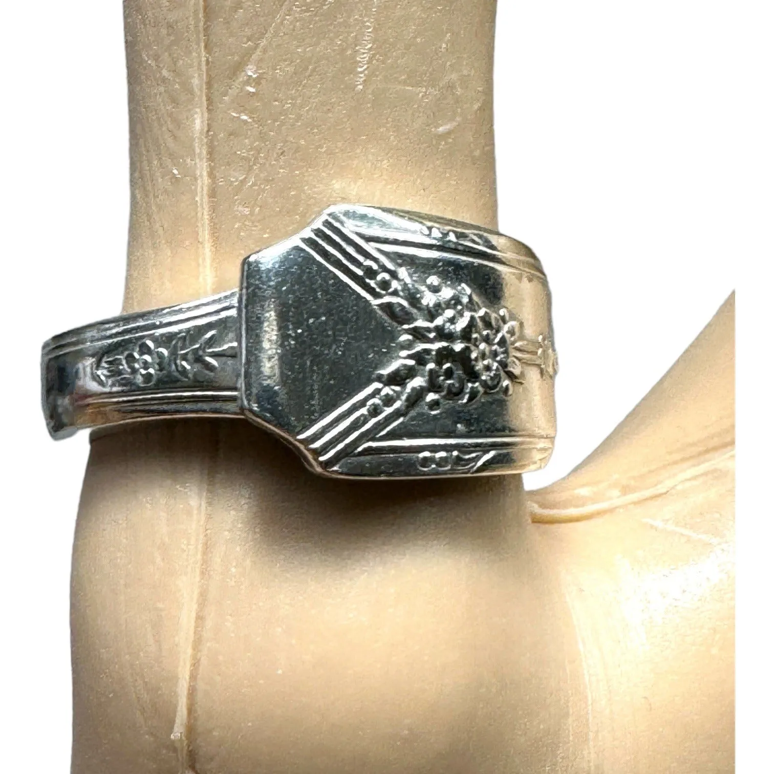 Silverware Artisan Ring from a Vintage Community Plate Silver Plated Spoon