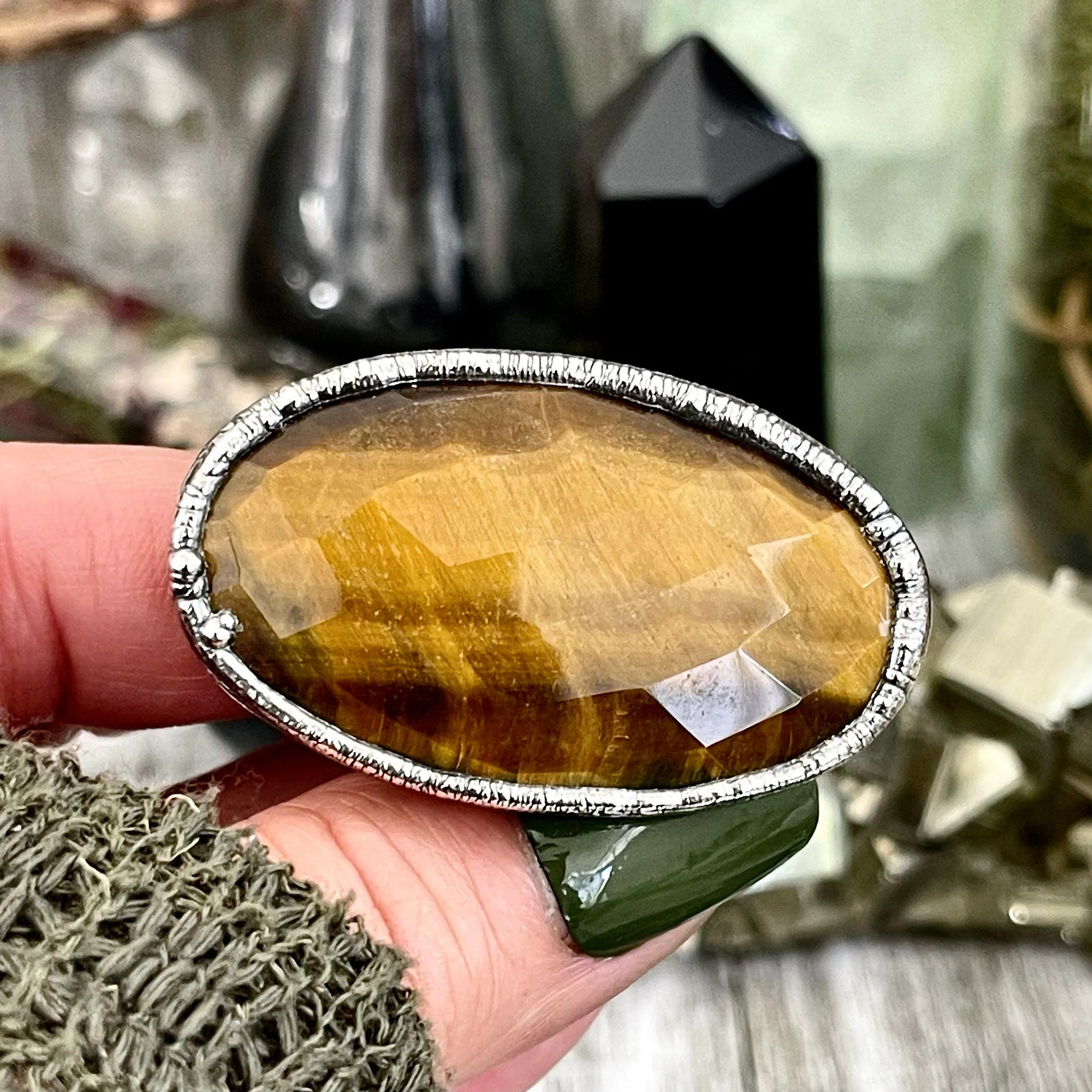 Size 8.5 Tigers Eye Ring in Fine Silver / Foxlark Collection - One of a Kind