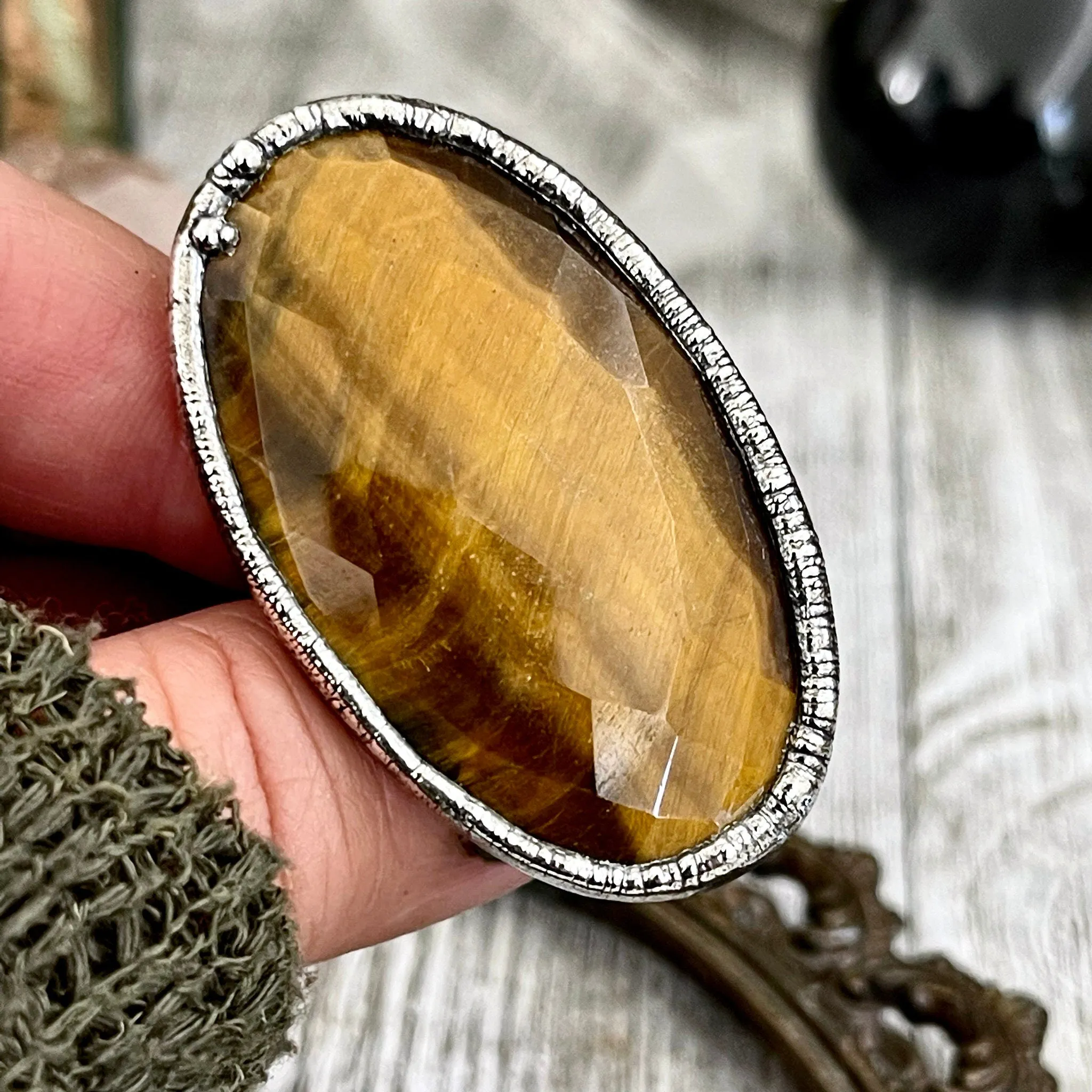 Size 8.5 Tigers Eye Ring in Fine Silver / Foxlark Collection - One of a Kind