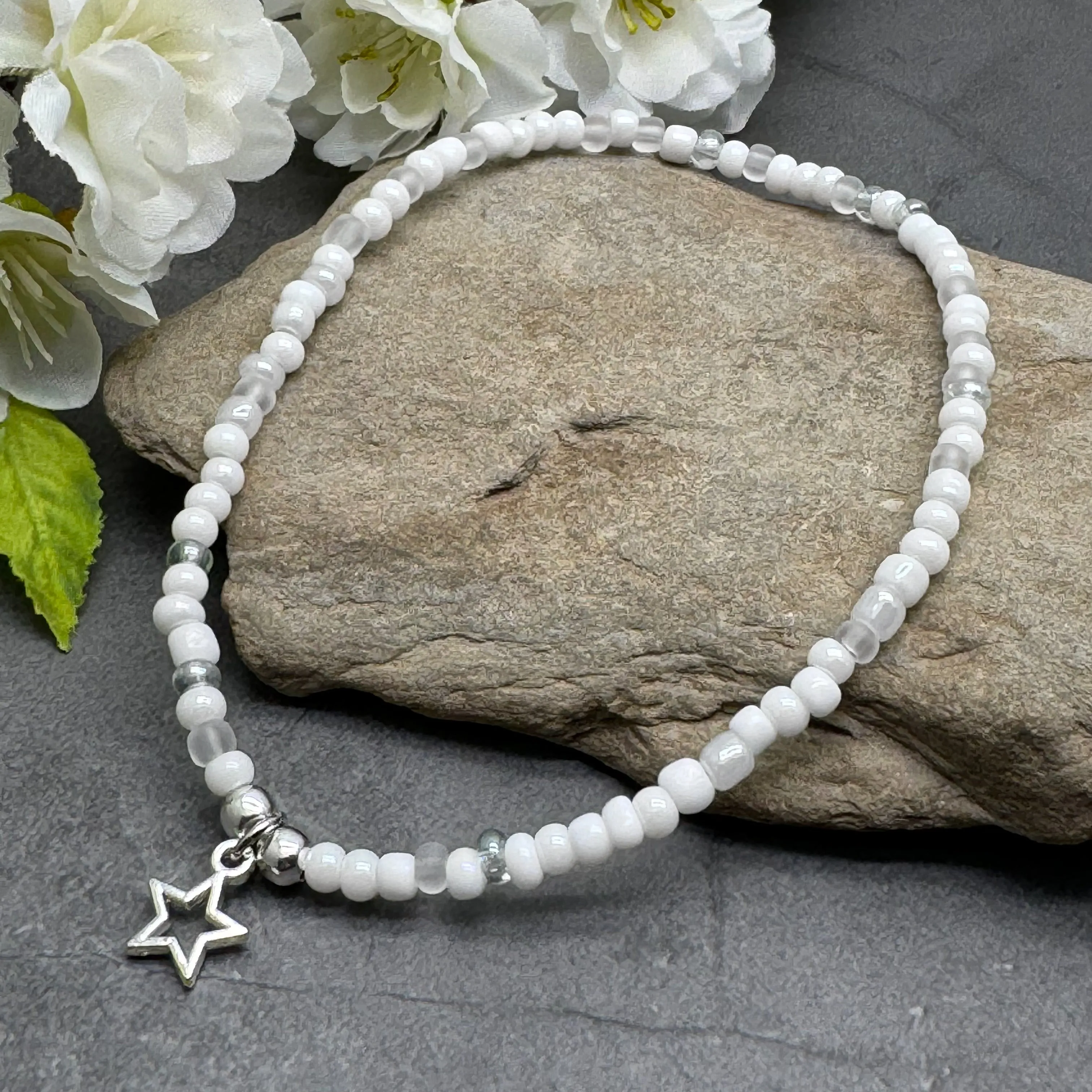 Small Star Seed Bead Anklet - Colour Choice