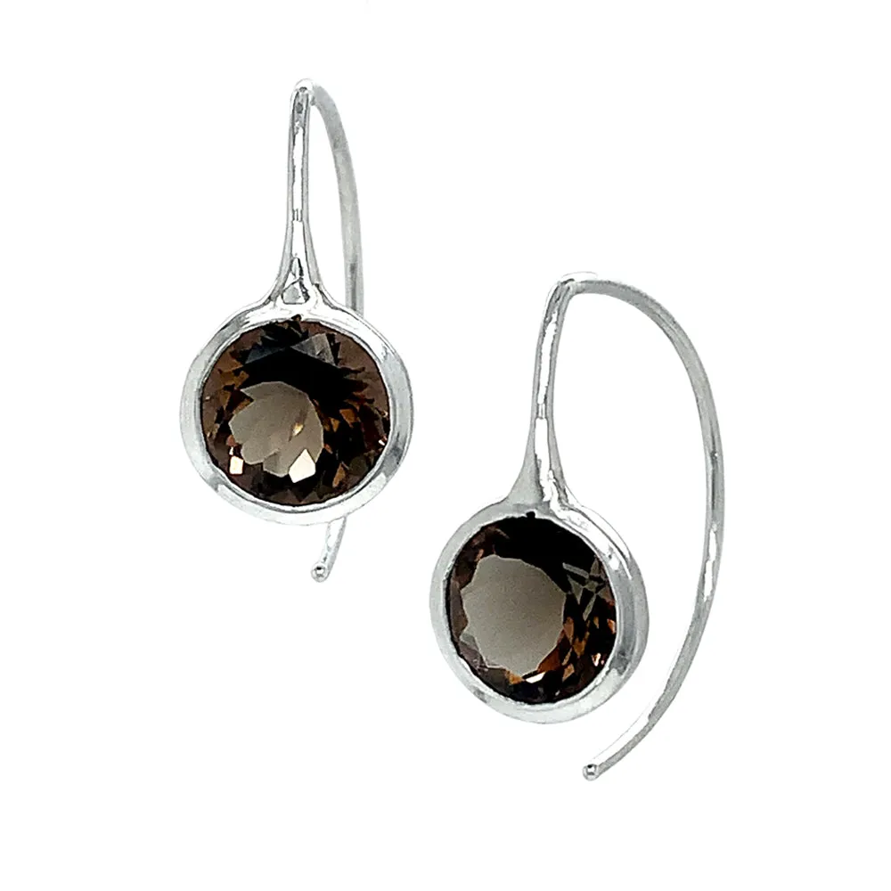 Smokey Quartz Drop earrings- "Comet Earhuggers"