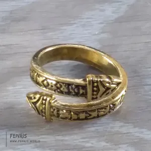 Snake Ring Gold Runes Norse Viking Style