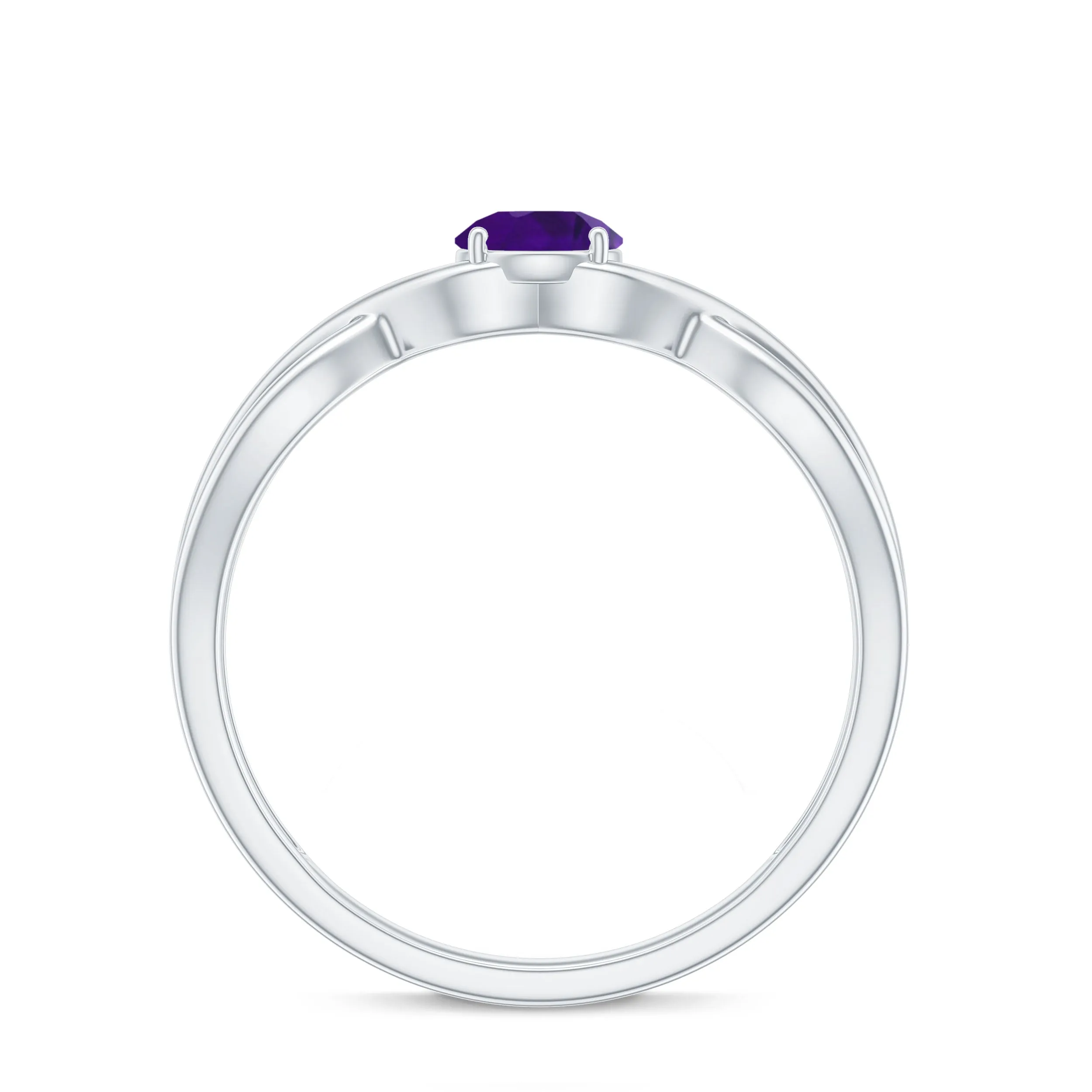 Solitaire Amethyst Crossover Engagement Ring