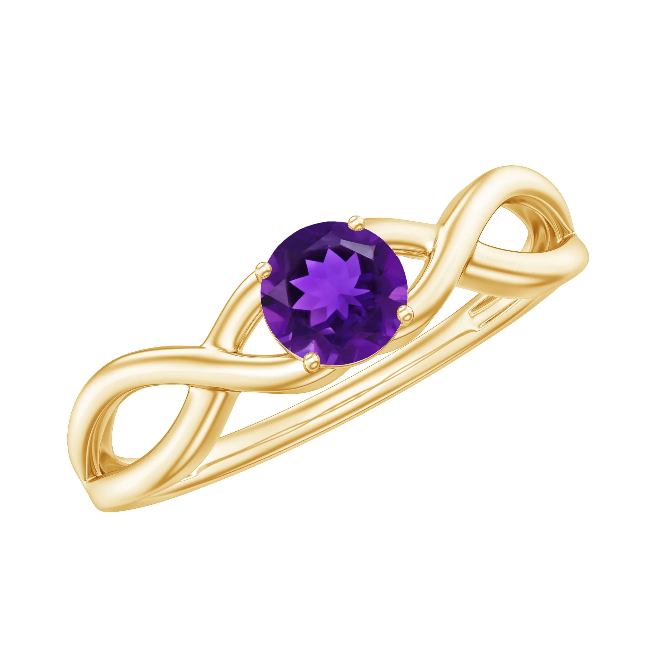 Solitaire Amethyst Crossover Engagement Ring