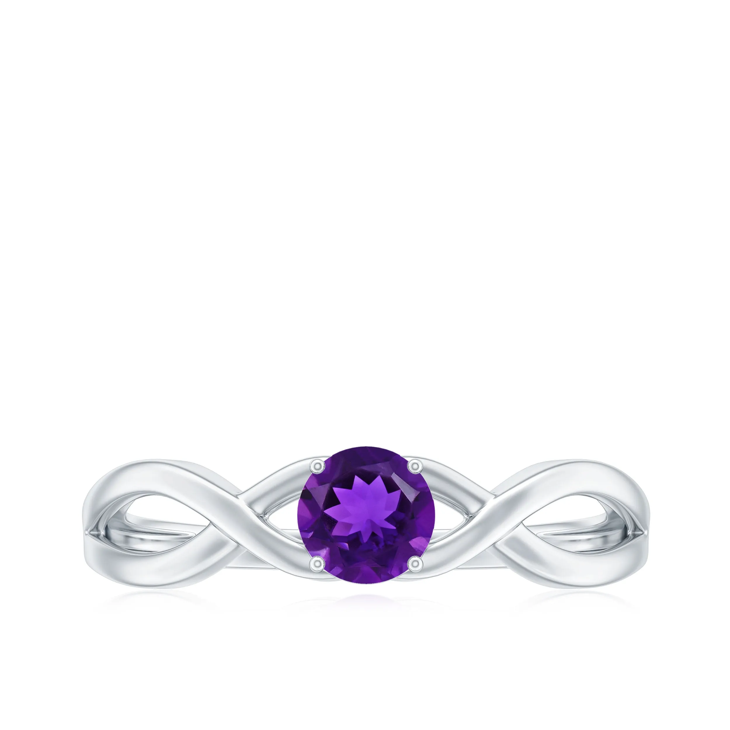 Solitaire Amethyst Crossover Engagement Ring