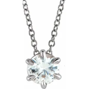 Sterling Silver 3/4 CT Natural Diamond Solitaire 16-18" Necklace