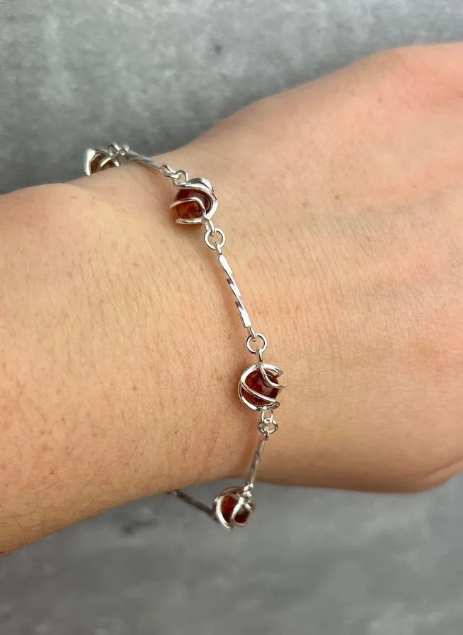 Sterling Silver 925 & Baltic Amber Modern Twist Bracelet